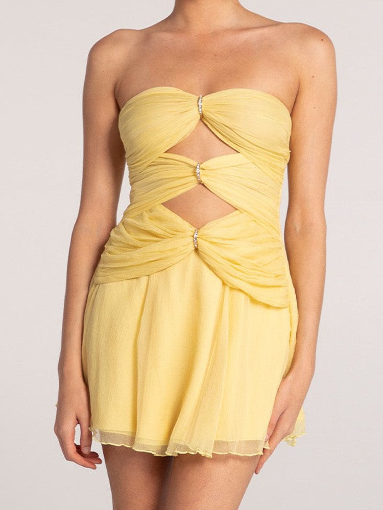 Cut Out Strapless Mini Dress For Women