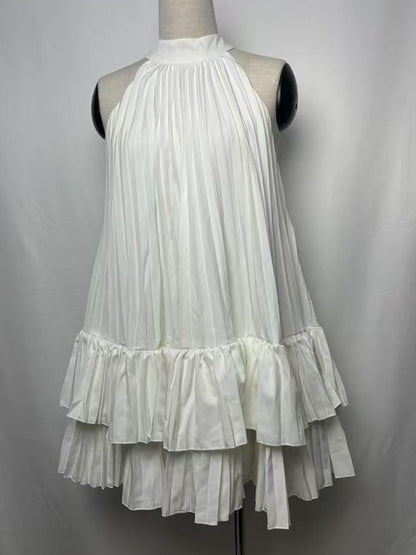 Summer Halter Pleated Mini Dress for Women