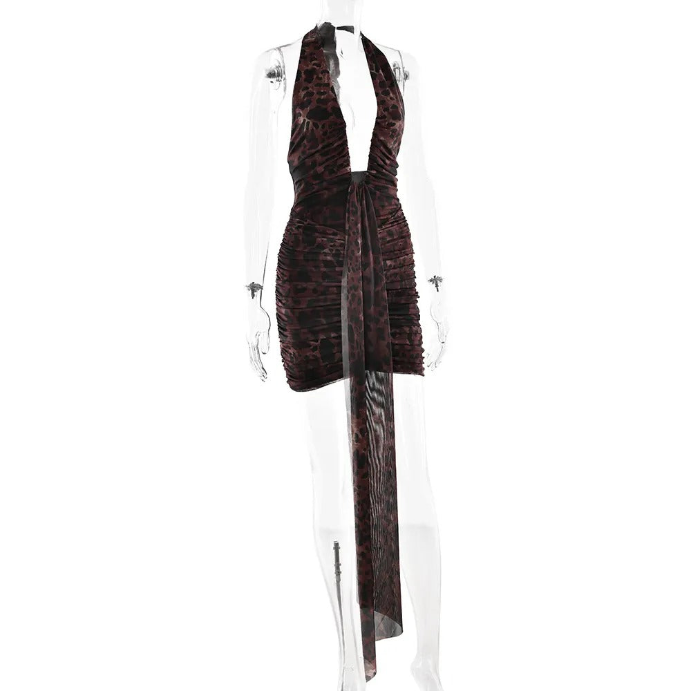 Halter Backless Jersey Mini Dress For Girls