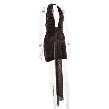 Halter Backless Jersey Mini Dress For Girls