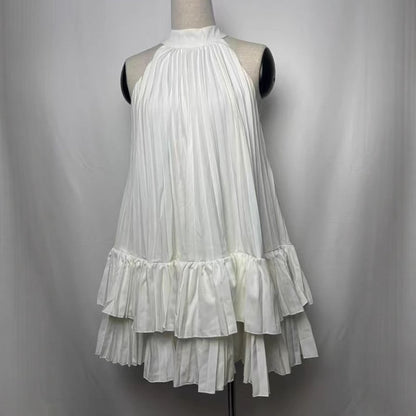 Summer Halter Pleated Mini Dress for Women