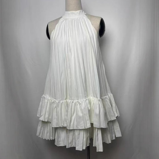 Summer Halter Pleated Mini Dress for Women