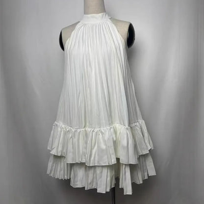 Summer Halter Pleated Mini Dress for Women