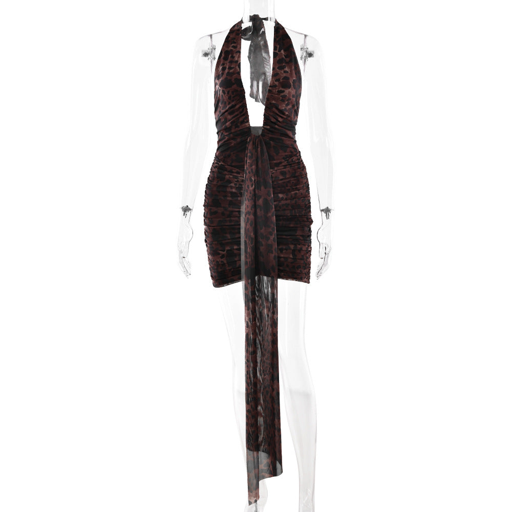 Halter Backless Jersey Mini Dress For Girls