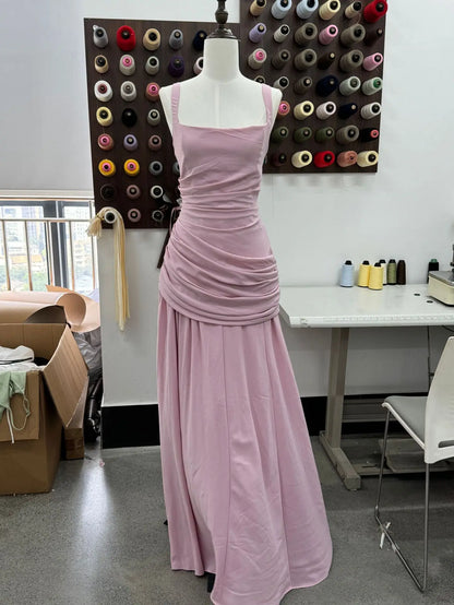Asymmetrical Pleated Maxi Party Dresses