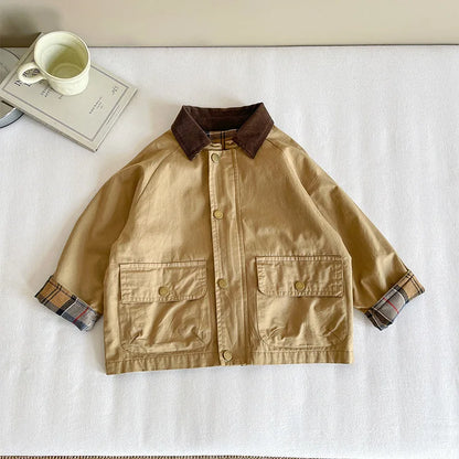 Boys' Plaid Patchwork Jacket For Children