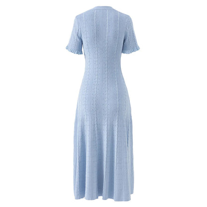 Short Sleeve O-neck Knits A-line Maxi Dress