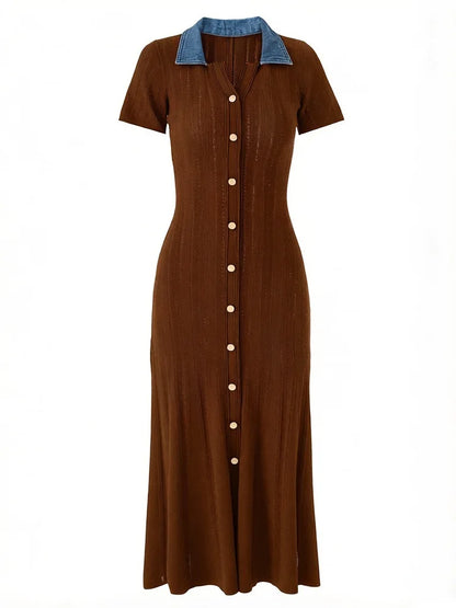 Wholesale Women  Knitted V-neck Maxi Dress