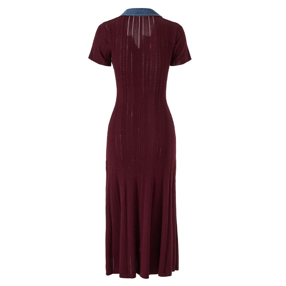 Wholesale Women  Knitted V-neck Maxi Dress