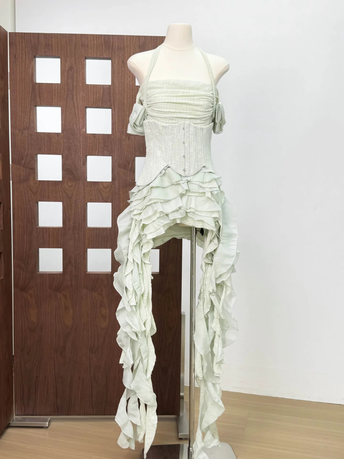 Three Piece Ruffled Off Shoulder Dress