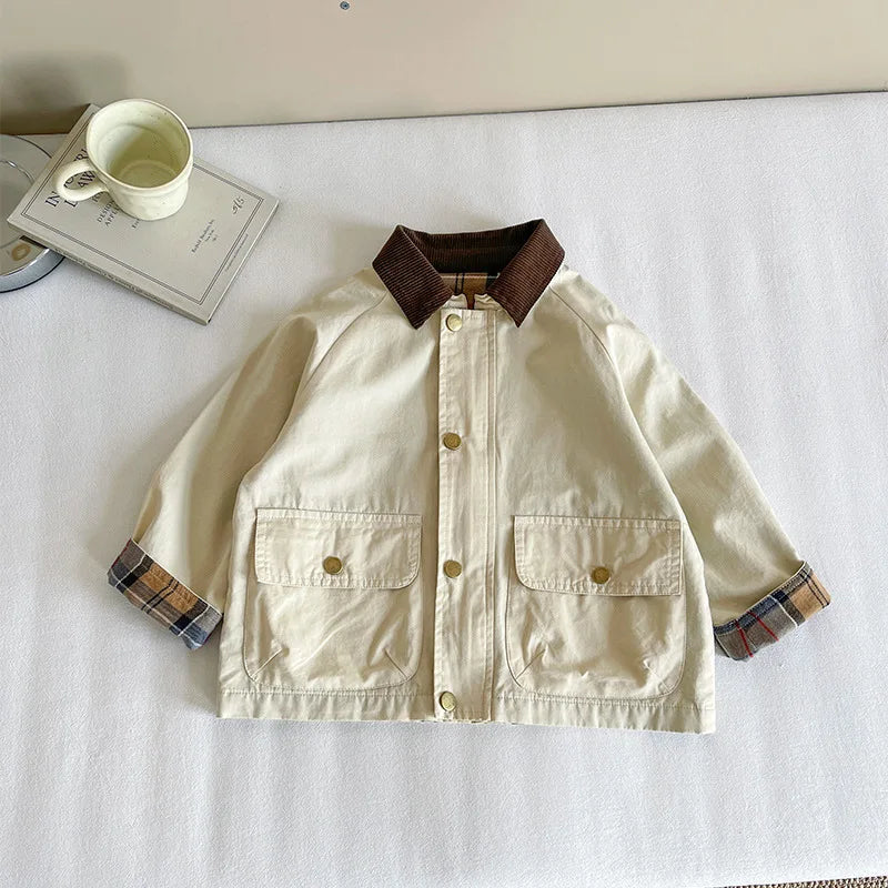 Boys' Plaid Patchwork Jacket For Children