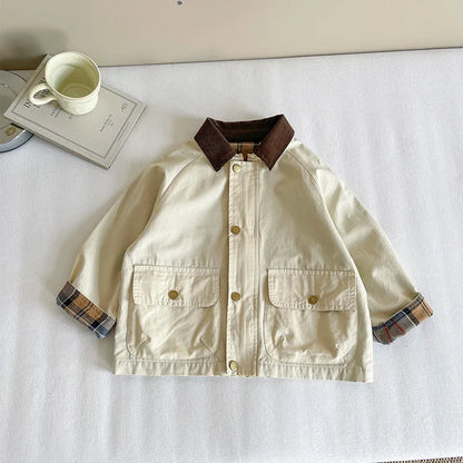 Boys' Plaid Patchwork Jacket For Children