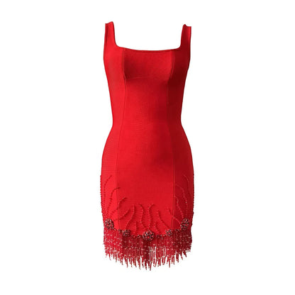 Women‘s Beading Tassel Bandage Party Dresses