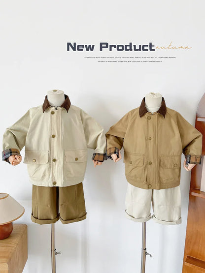 Boys' Plaid Patchwork Jacket For Children