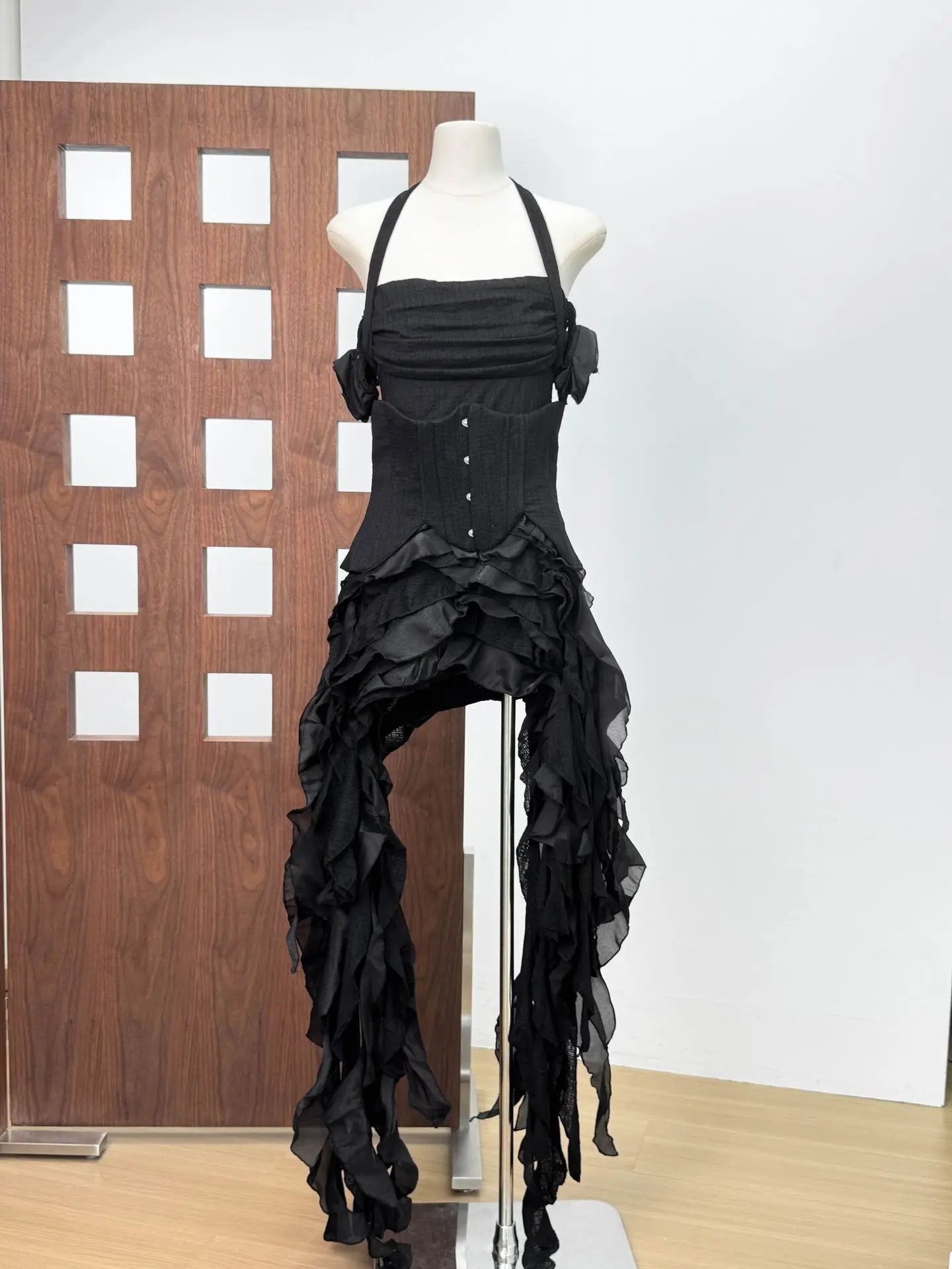 Three Piece Ruffled Off Shoulder Dress