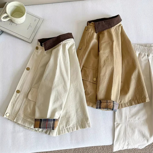 Boys' Plaid Patchwork Jacket For Children