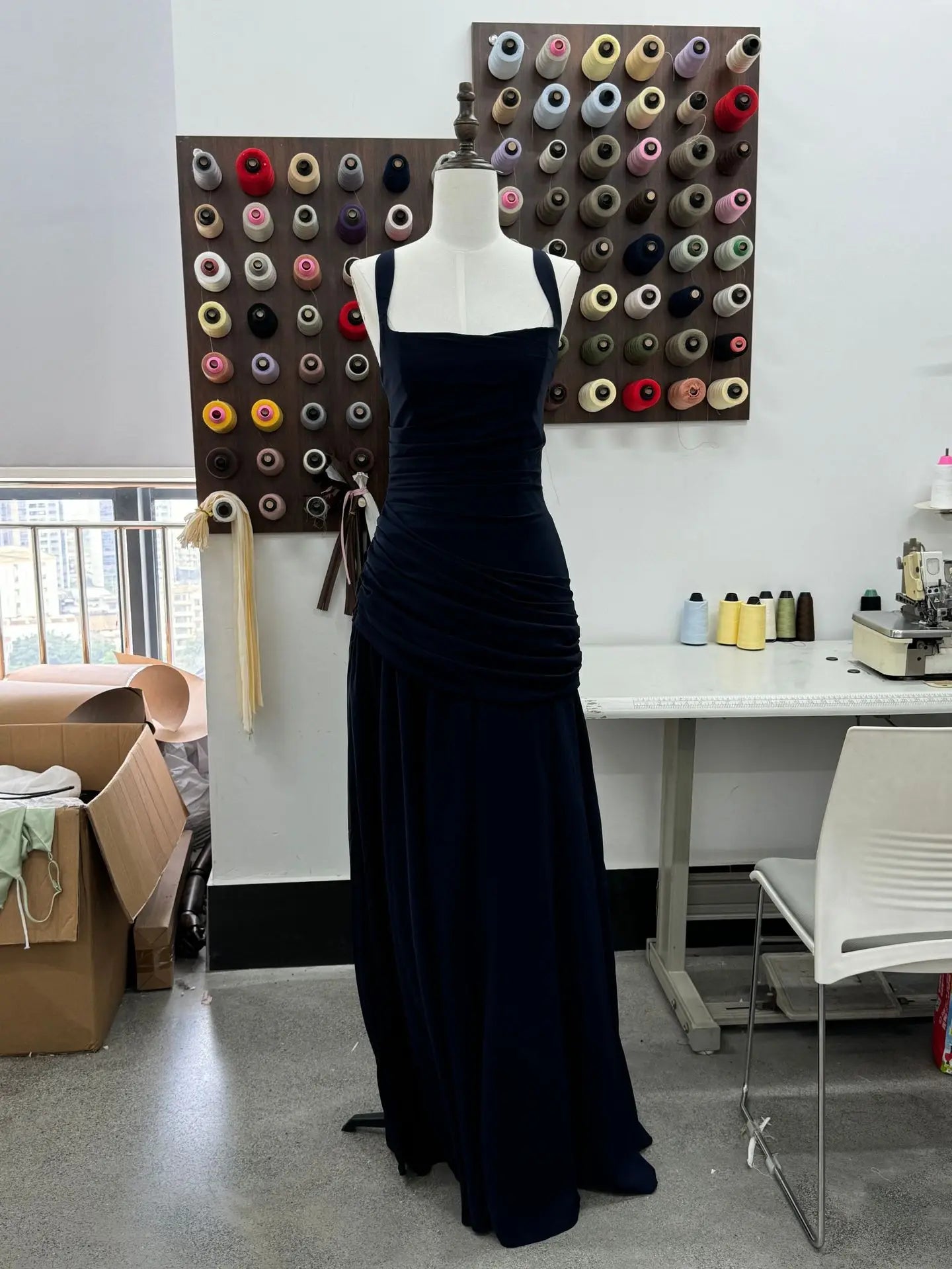 Asymmetrical Pleated Maxi Party Dresses