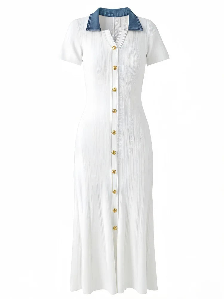 Wholesale Women  Knitted V-neck Maxi Dress