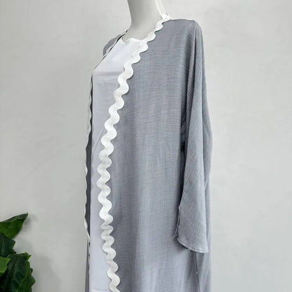 Elegant  Abaya Kaftan Set Open 2-Piece Dress