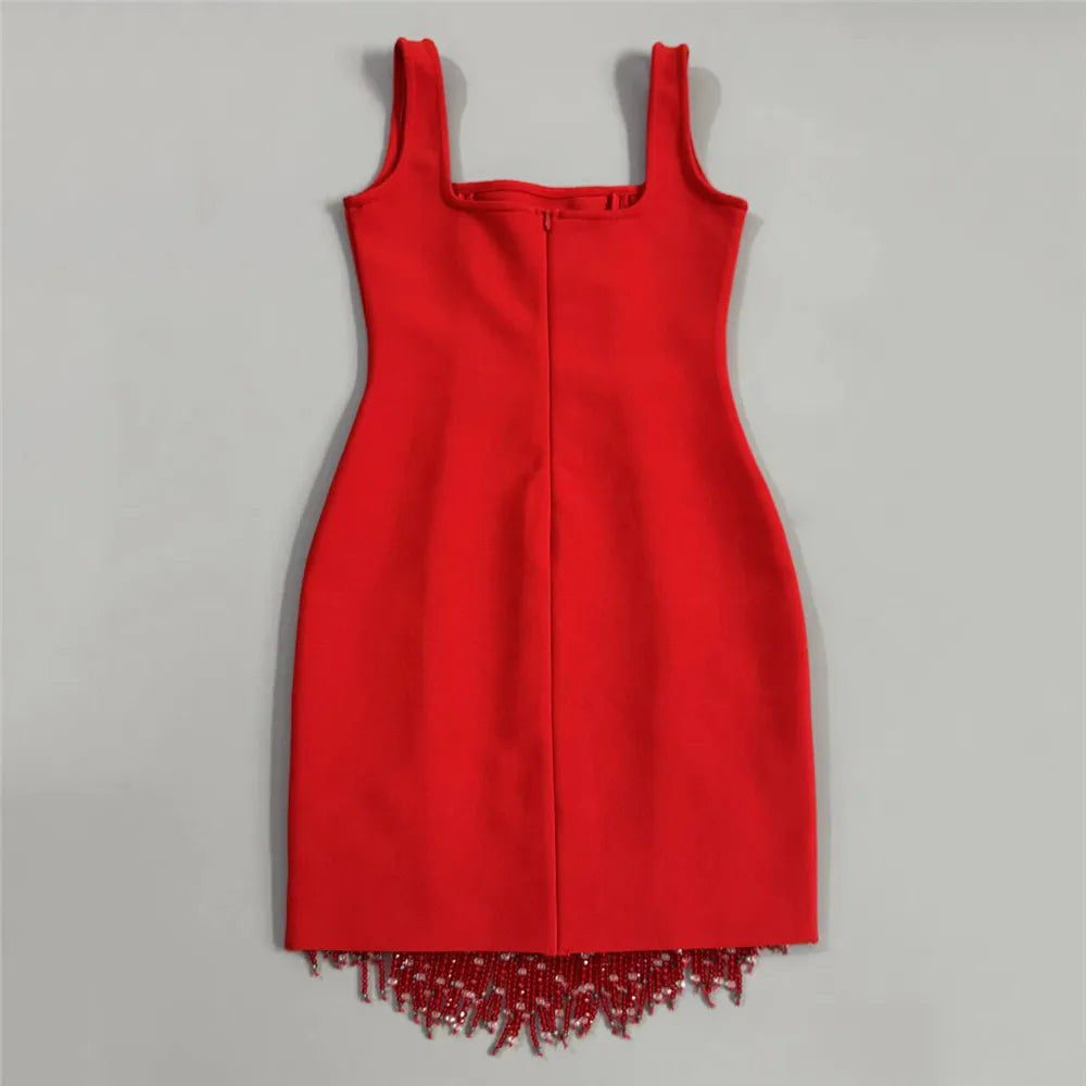 Women‘s Beading Tassel Bandage Party Dresses
