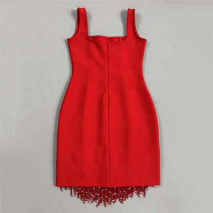 Women‘s Beading Tassel Bandage Party Dresses
