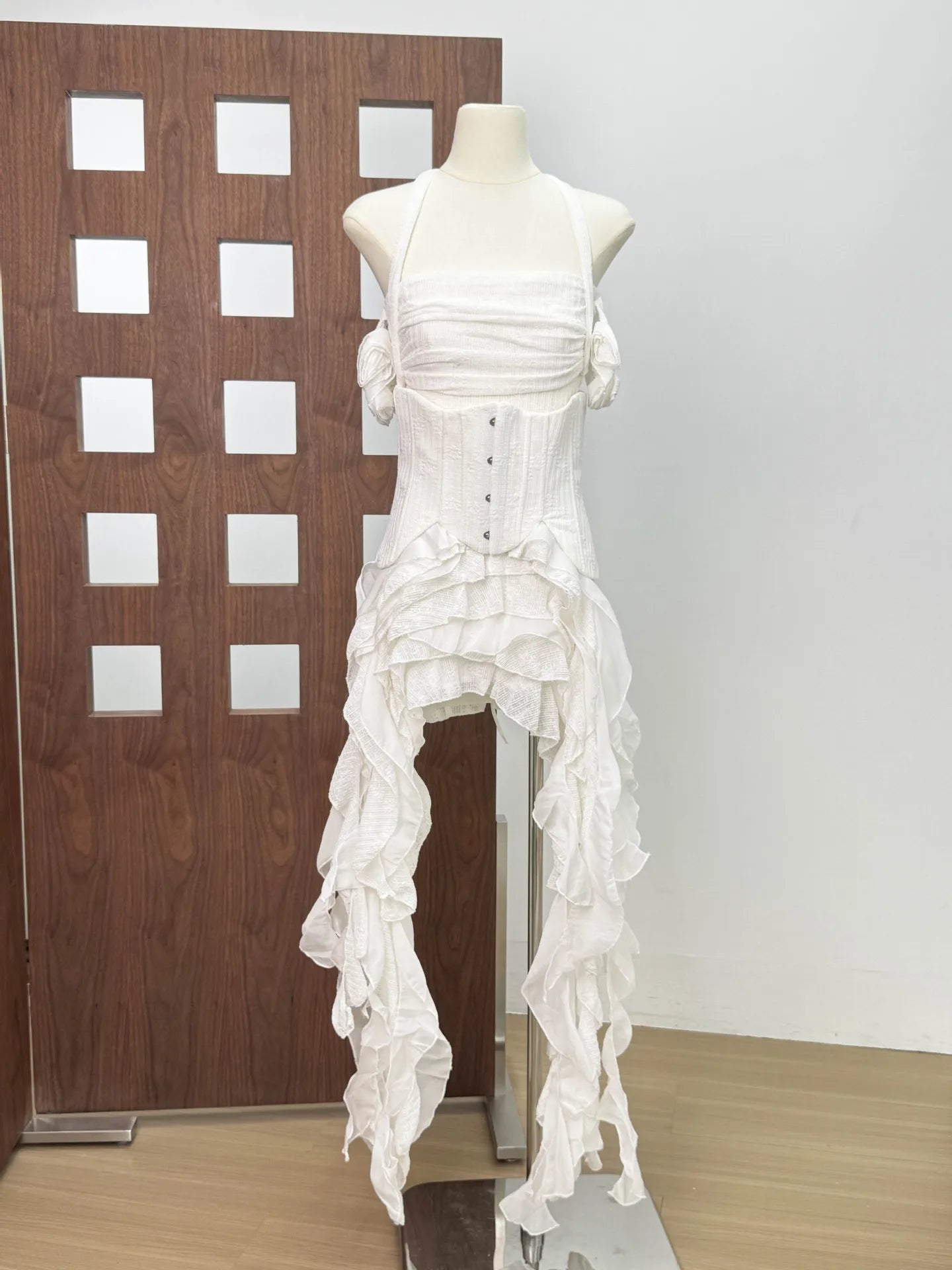 Three Piece Ruffled Off Shoulder Dress