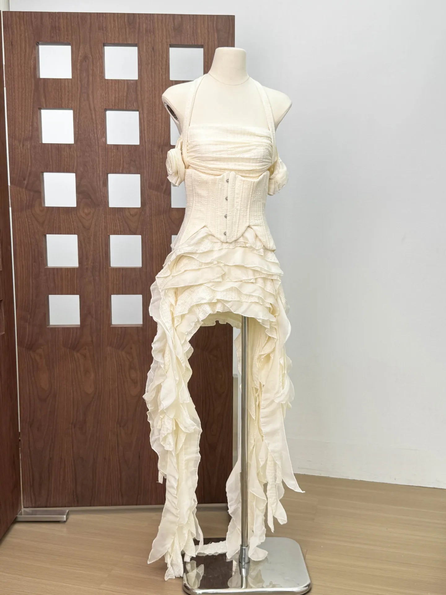 Three Piece Ruffled Off Shoulder Dress