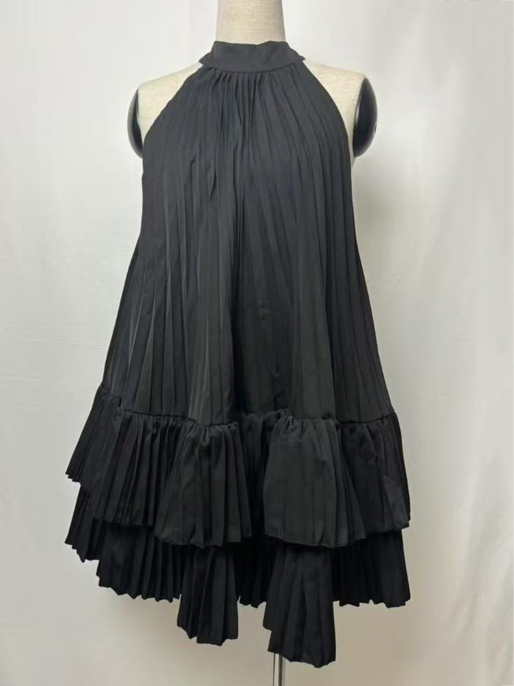 Summer Halter Pleated Mini Dress for Women