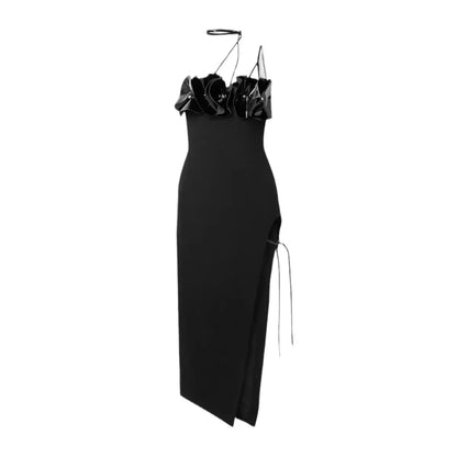 women's black  tie-up floral  dress  for girls  wholesale